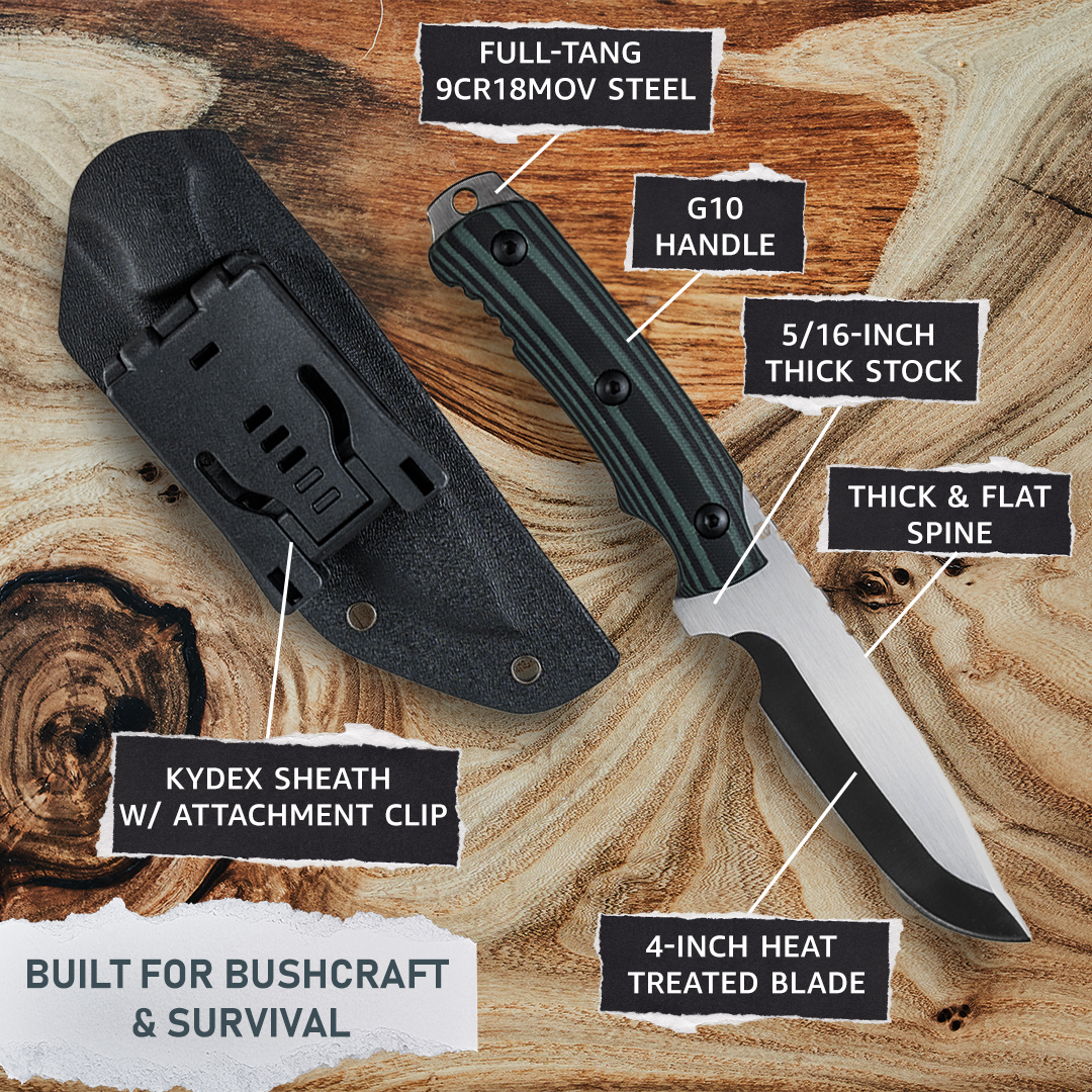 Fixed-Blade Survival Knife — 9CR18MOV Drop Point