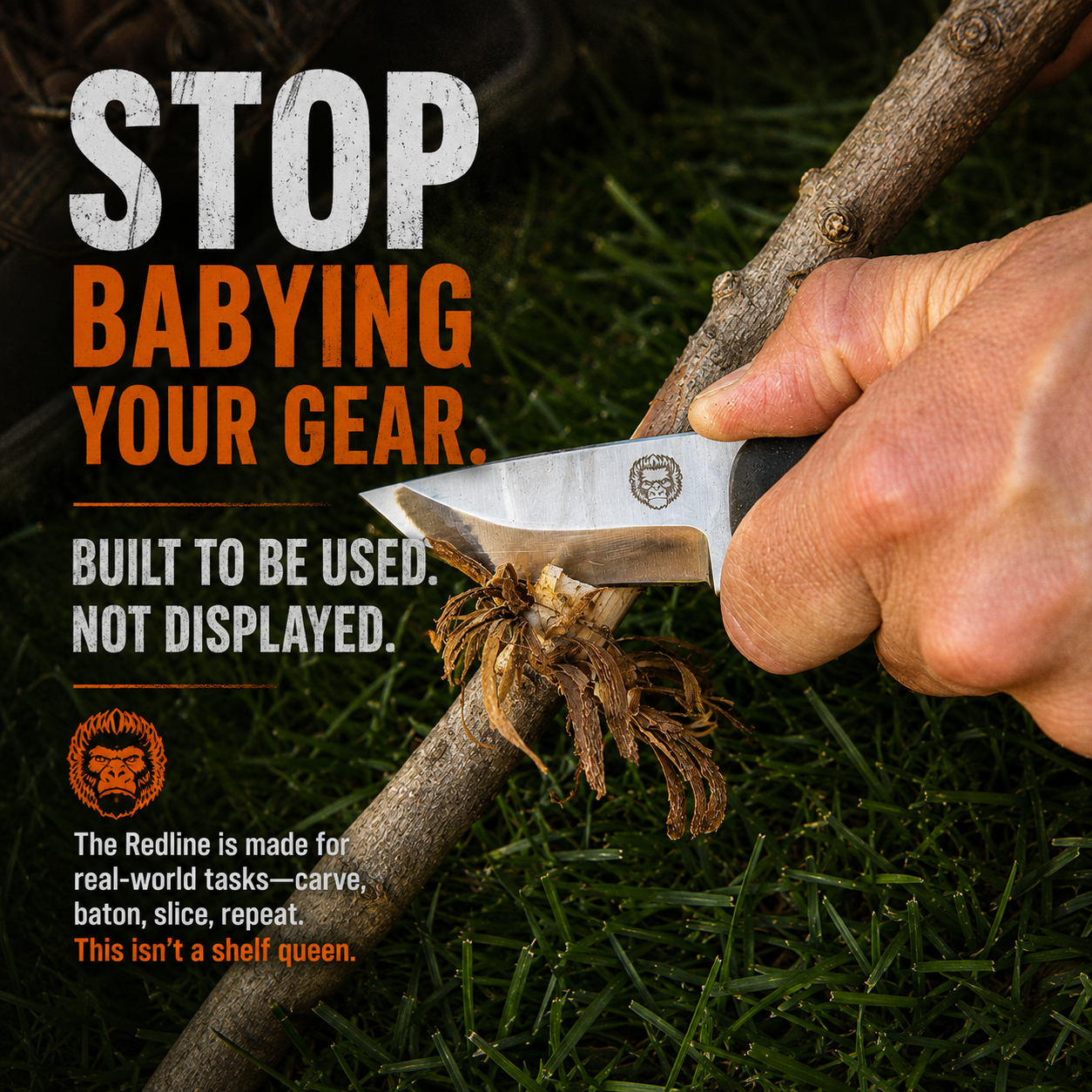 Compact EDC Survival Knife + Fire Starter — D2 Full Tang
