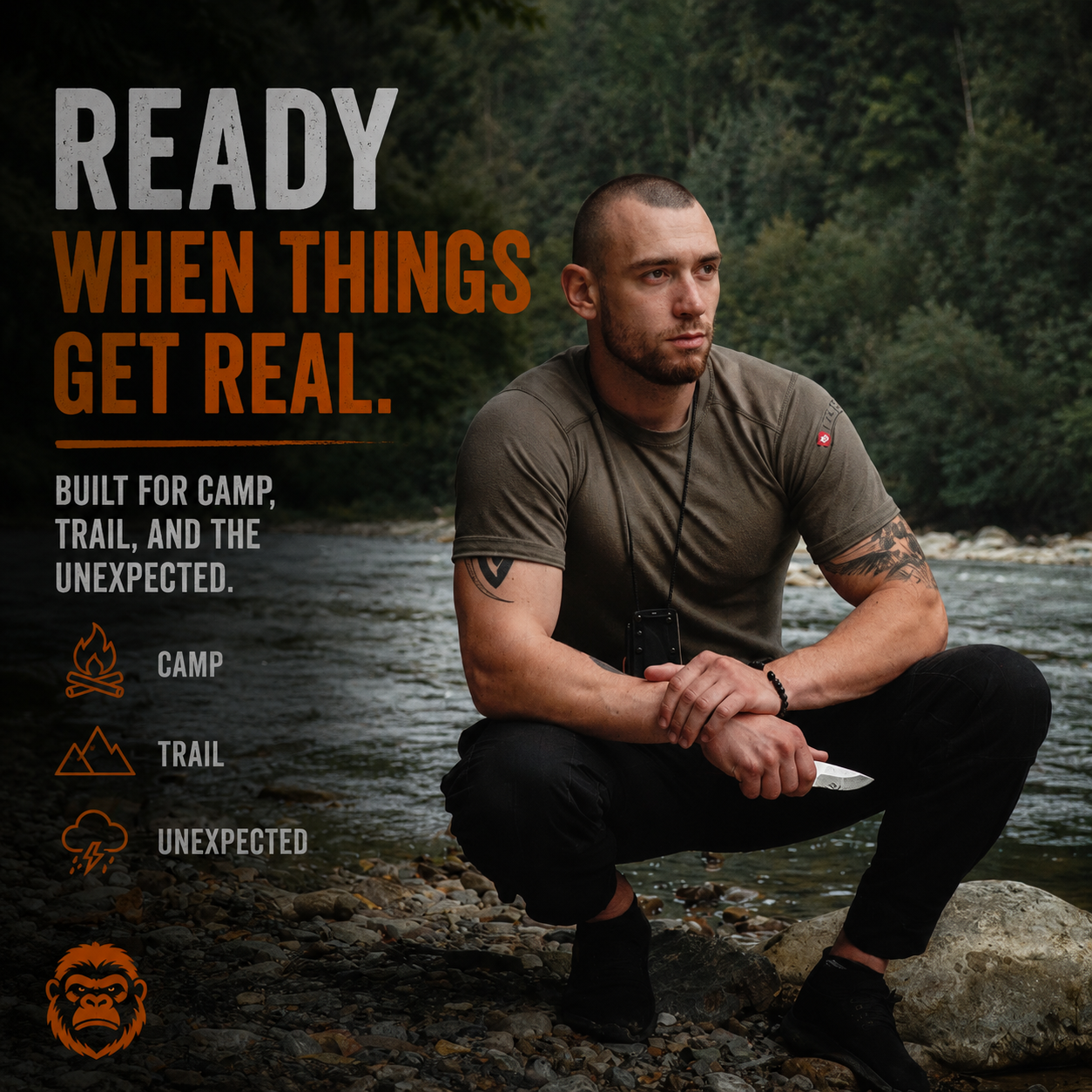 Compact EDC Survival Knife + Fire Starter — D2 Full Tang
