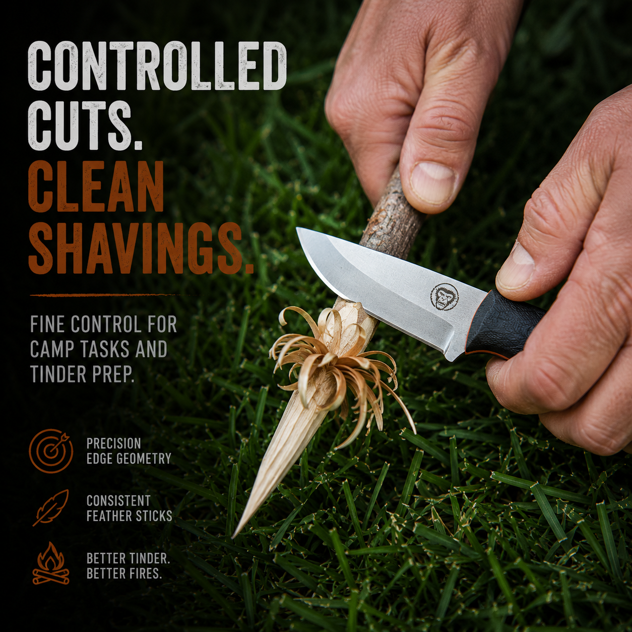 Compact EDC Survival Knife + Fire Starter — D2 Full Tang